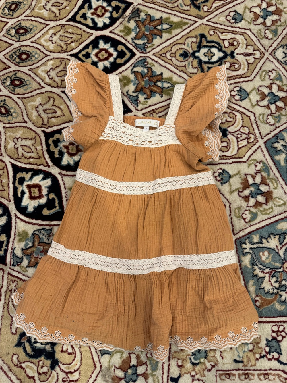 Rachel Zoe 3T Mustard Lace-Trim Girls' Dress - Casual Summer Look